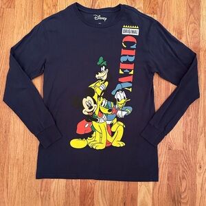 Disney Mickey Mouse Original Crew Navy Blue Mens Shirt Size Small S Donald Pluto